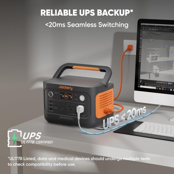 Jackery Explorer 600 Plus Portable Power Station 632Wh LiFePO4 Battery, 800W AC/100W USB-C Output - Image 4