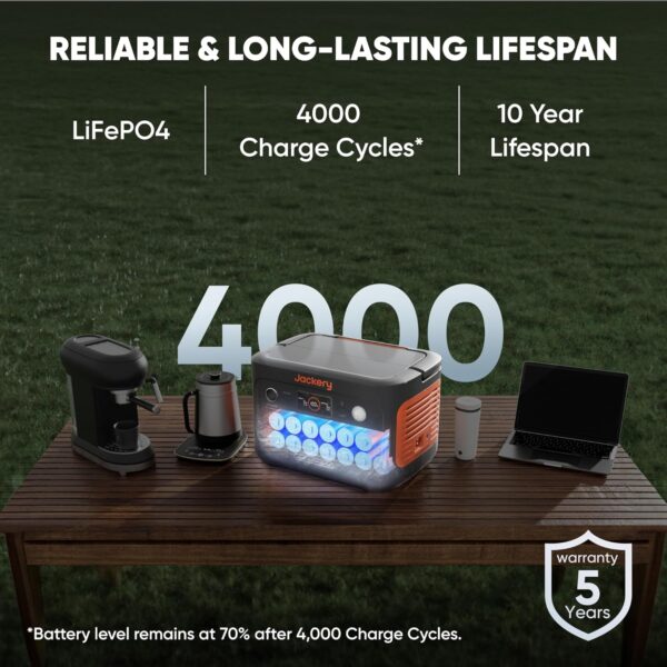 Jackery Explorer 600 Plus Portable Power Station 632Wh LiFePO4 Battery, 800W AC/100W USB-C Output - Image 3