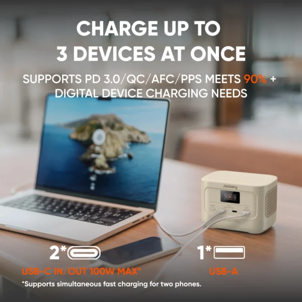 Jackery Explorer 100 Plus Portable Power Station (Dune White) - Image 3